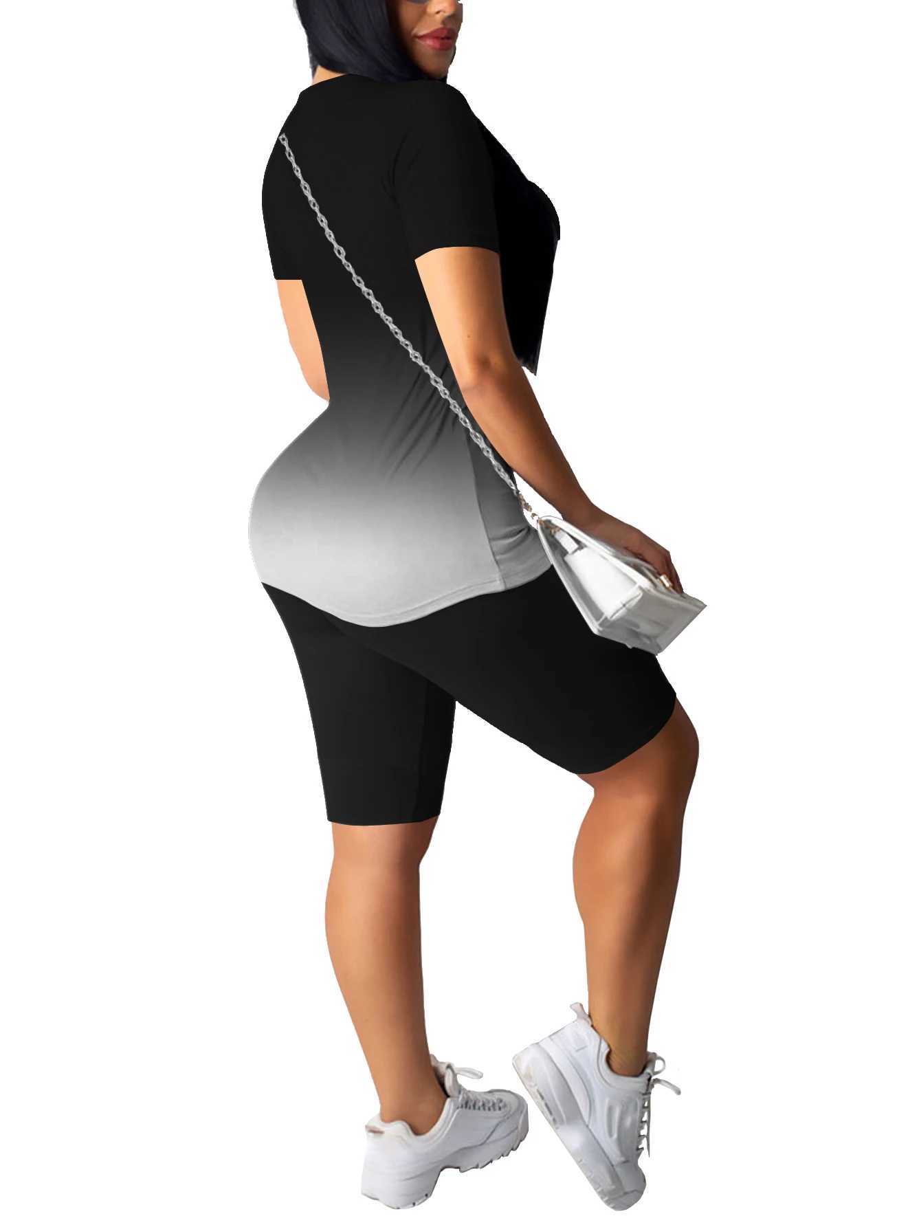 Two piece womens summer shorts set 2-piece jogging track and field setXJ250414