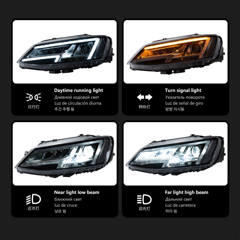 Car Lights Assembly for VW Jetta MK6 MK6 20 11-20 18 All LED Front Daytime Light Signal Headlight Accessories