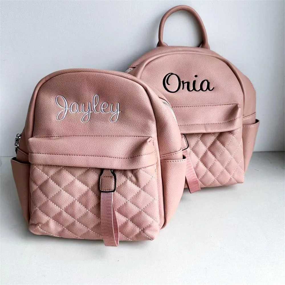 Custom Name PU Backpack for Women Personalized New Versatile Backpack Embroidered Any Name Ladies Gift Outdoor Leather BagsW251113