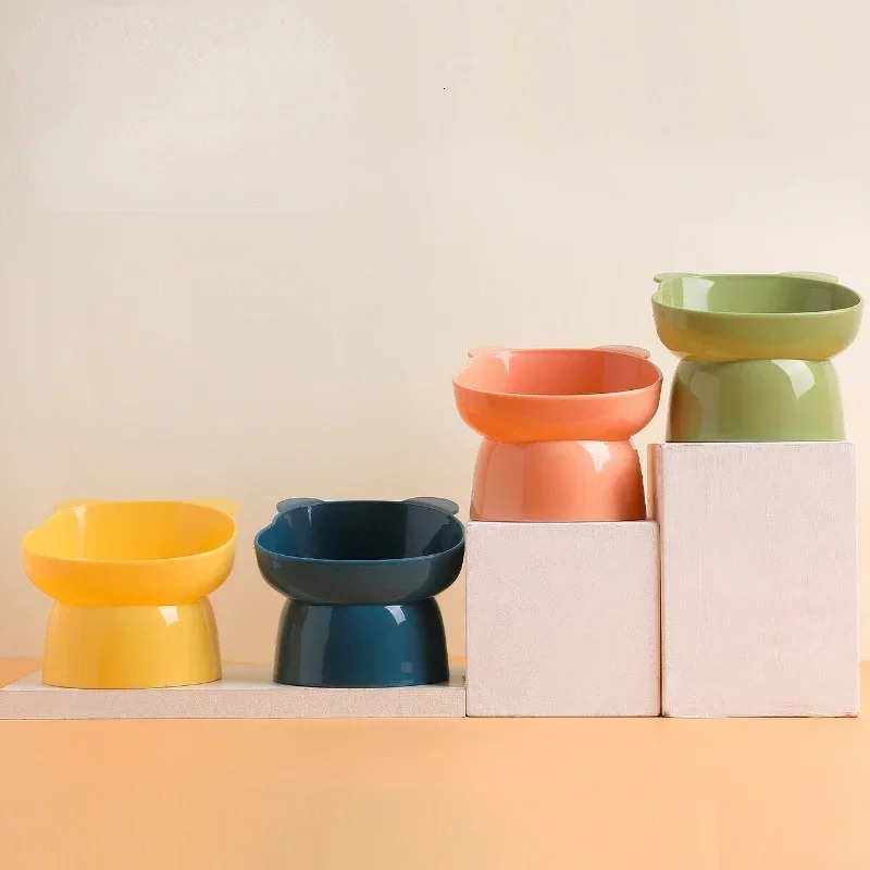 Pet food bowl tilted high bottom neck protector to prevent suffocation for dogs and cats water bowl to prevent tipping dog feeding supplies 250414