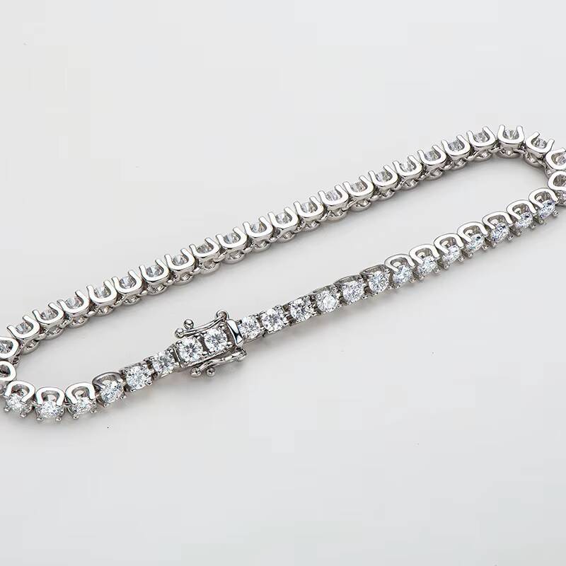 Classic Style Punk Hip Hop D Color FL GRA Moissanite Silver Chain Bracelet for Party