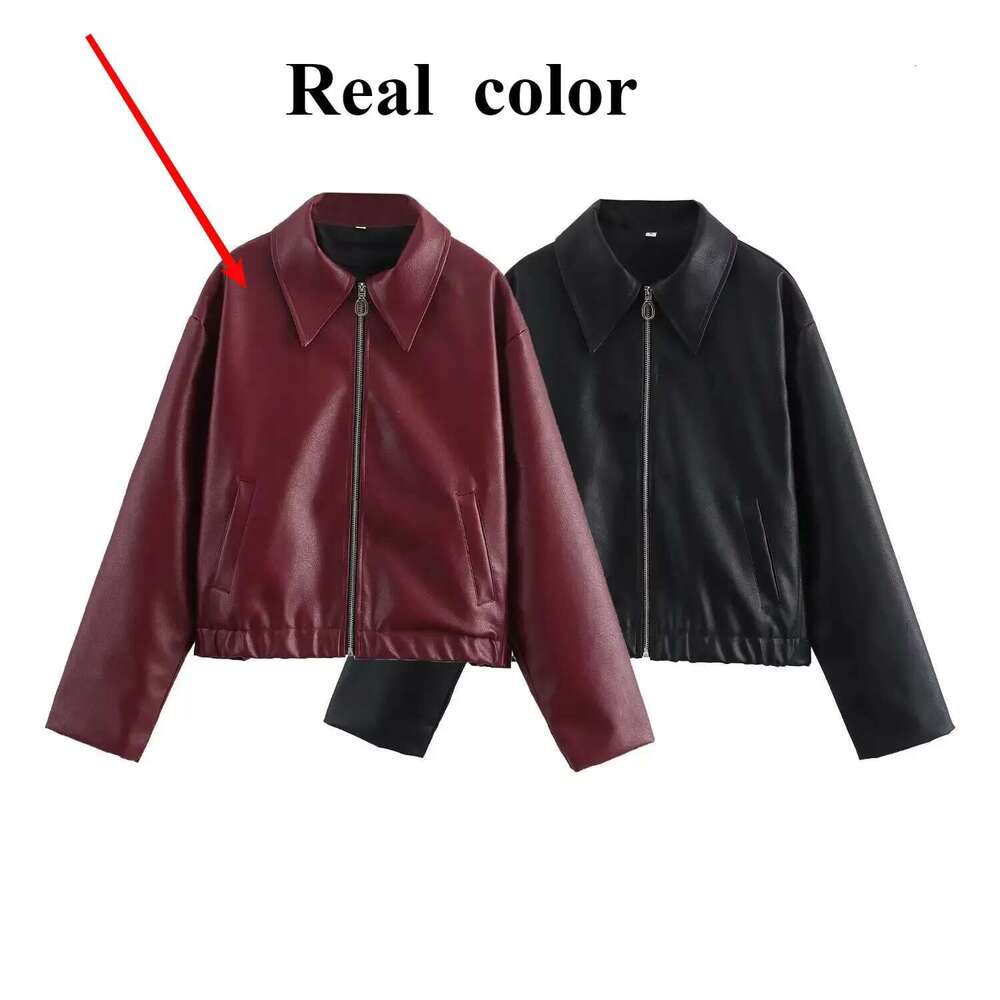 Designer Clothes Suninheart Autumn Winter 2024 Women's Moto Biker Zipper Long Sleeve Faux Leather Jacket Outerwears Causal New In Coats