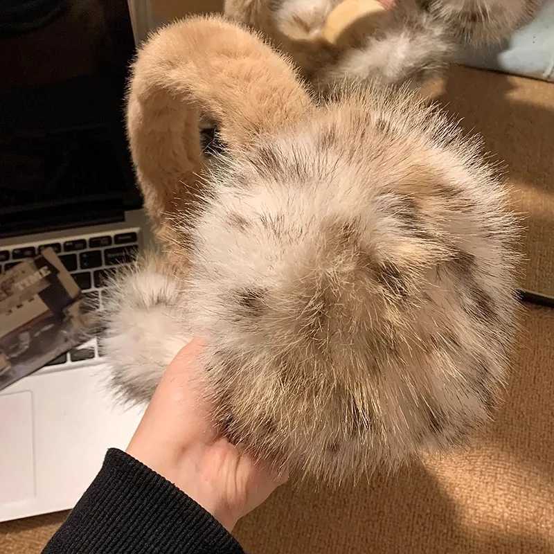 Plush Leopard Print Furry Earmuffs Women Fashion Cute Thicken Earflap Winter Windproof Warm Cycling Multicolor Ear Protection L251114