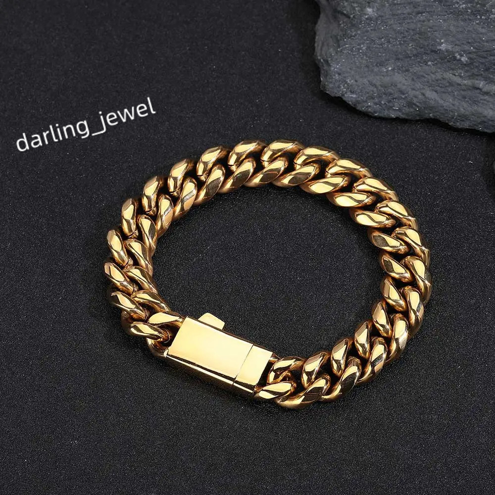 ESKEEM Drop Shipping Hip Hop Rock Jewelry Cuban Bracelet Free Custom Name Miami Cuban Link Stainless Steel Bracelet For Men