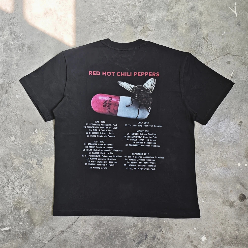 Yao888 Rock Punk Retro Mens Top Three way Large Casual Band Graphic Printing High quality Summer Tshirt 250408