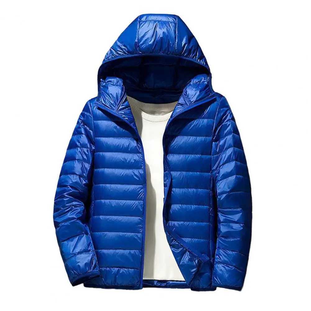 Lightweight Winter Jacket for Men Padded Hooded Ultra Light Puffer Breathable Coat Big Size Black JacketsT251114