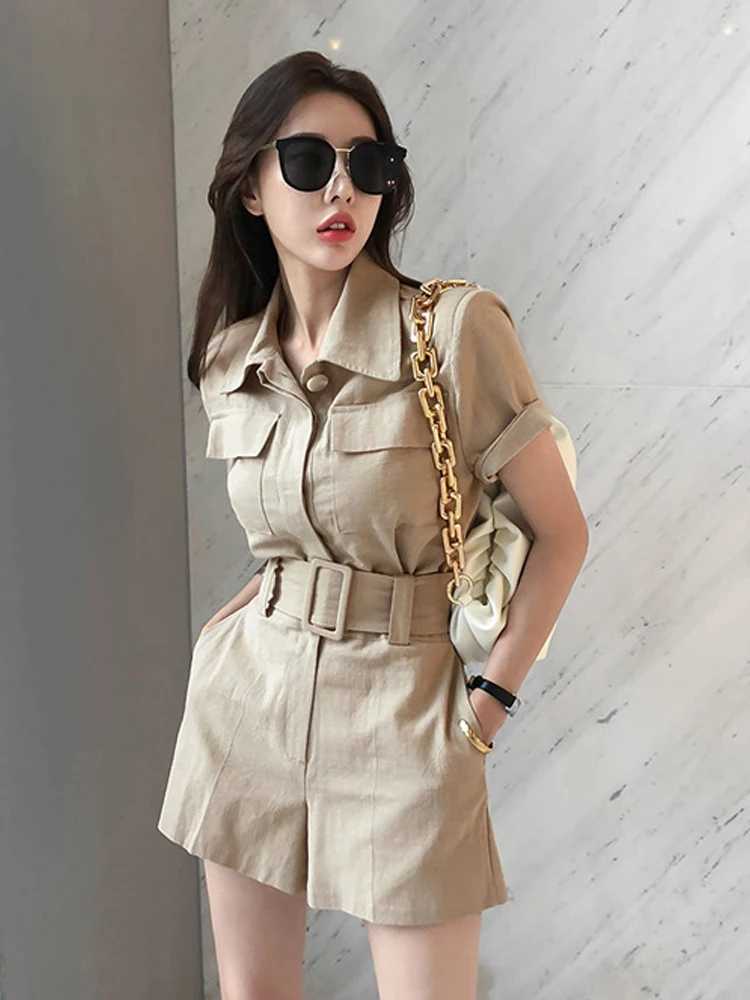 New Korean style Y2K summer womens 2-piece set formal casual short sleeved top shirt and short sleeved slim fit setXJ250414