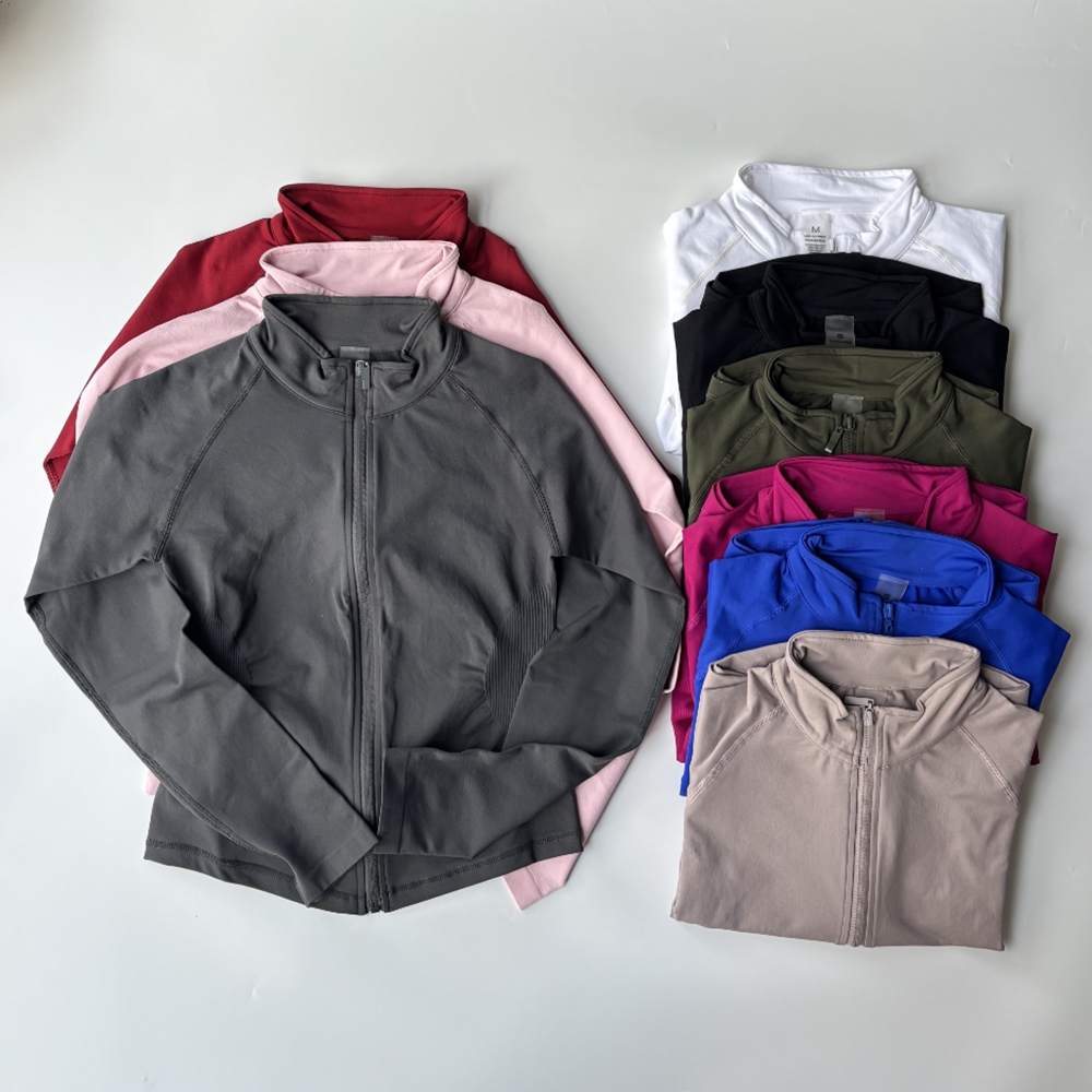 Women Yoga Jacket Zipper Workout Sports Coat Fitness Gym Jacket Activewear Running Sports Top Solid ZipTraining Sweatshirt Outfits Sportswear Trainning Shirts