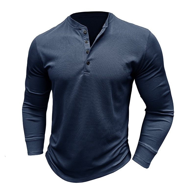 American mens long sleeved T-shirt mens Henry shirt autumn base shirt top