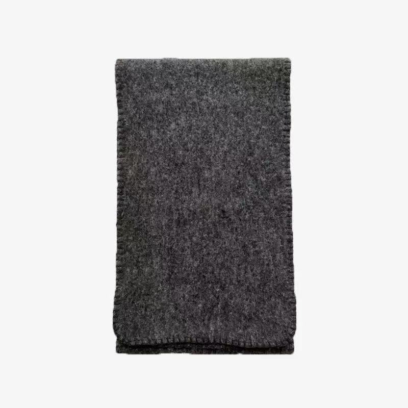 SS00 Color-blocked Overlocked Wool Blend Scarf for Women, Winter, Simple and Stylish Neck Warmer