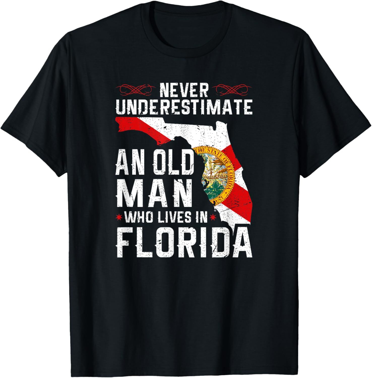 T shirt for Mens Flag Florida Home Old Man Flo Grown Graphic Tee Casual Tops Clothes Short sleeve cool