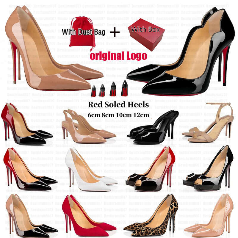 Brand Red Bottoms With Box Women High Heels Shoes Designer Red Soled Peep Pointed Toe Platform Sandals 6cm 8cm 10cm 12cm Nude Black Patent Stiletto Woman Pumps Heel