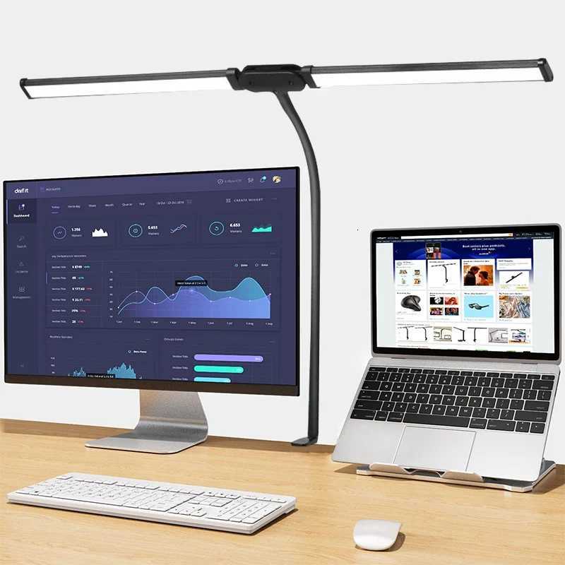 Double Head LED Clip Remote Control Desk Lamp Architect Table Lamp for Home Office Lighting 5 Color Modes and 5 Dimmable M251114