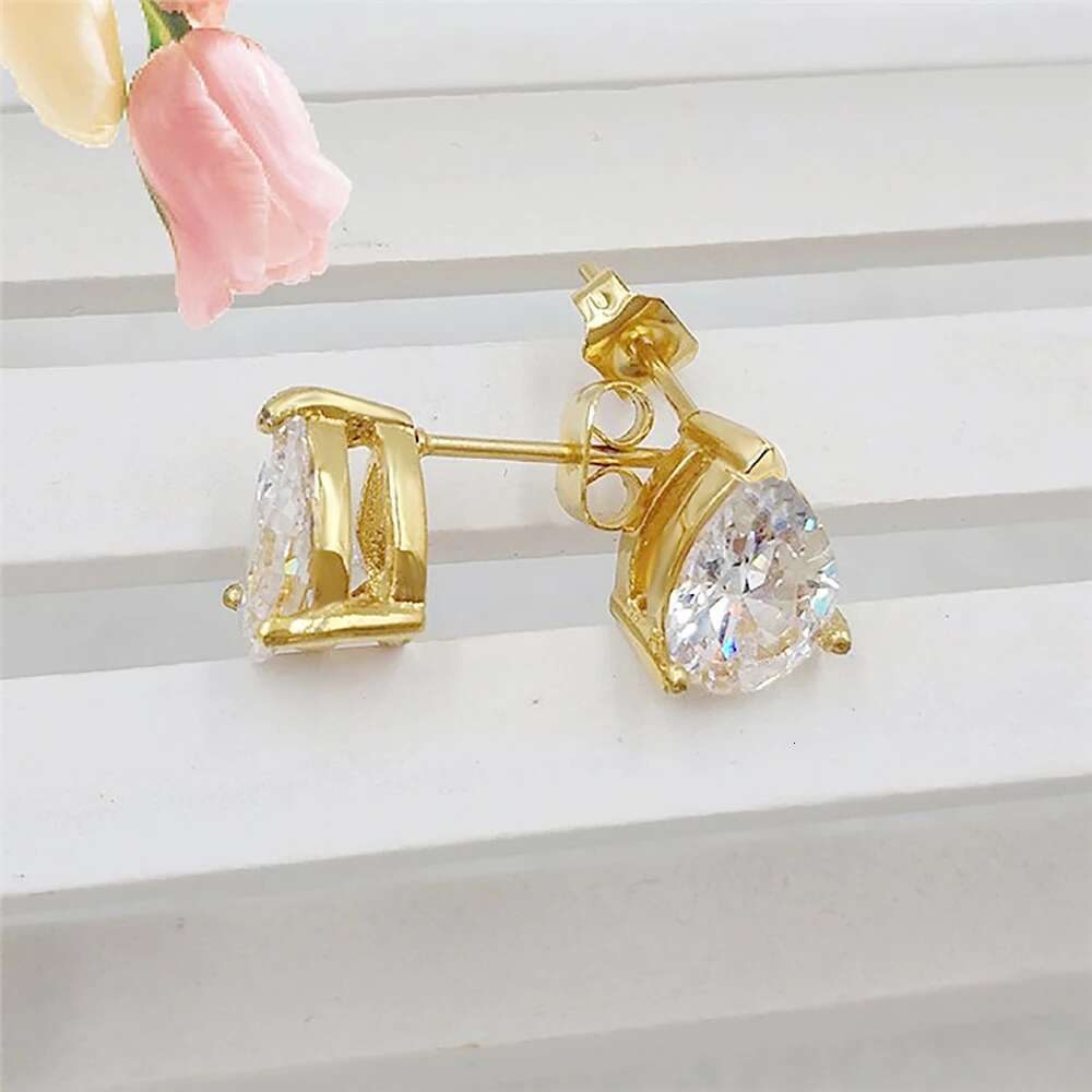 4Carat Pear Cut Real Moissanite Diamond Earrings with Certificats 925 Sterling Silver Waterdrop Shape Stud Earring for Women Men