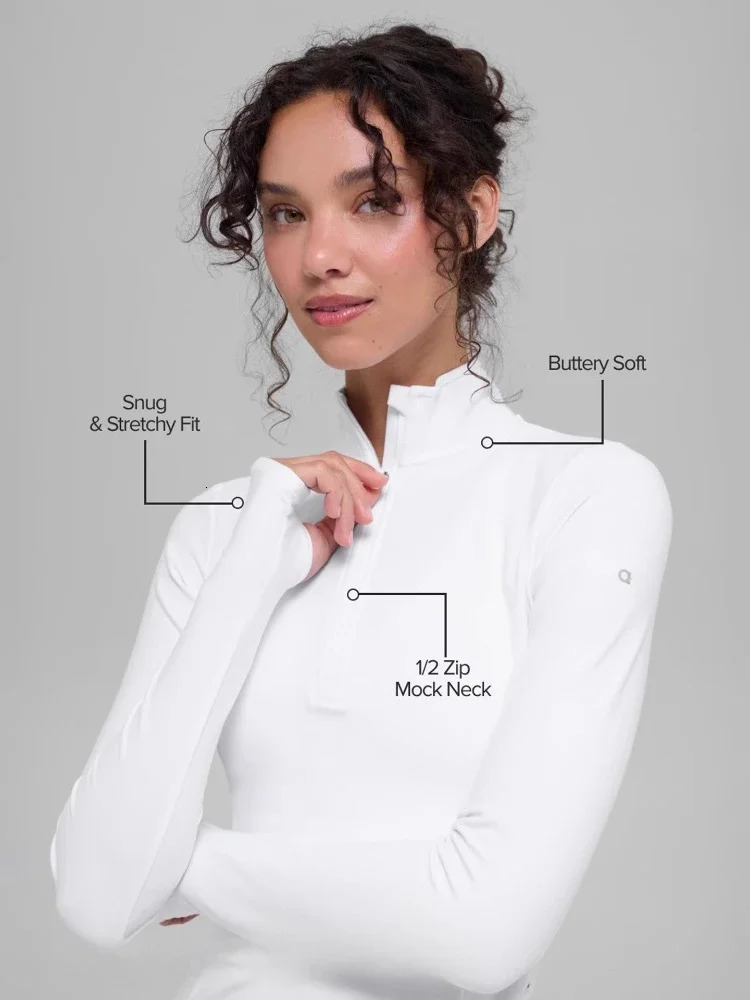 Yoga Tops Women Long Sleeve Shirt Half-zip High Neck Elastic Soft Breathable Pilates Solid Slim Fashion Workout Tops for Women 251111