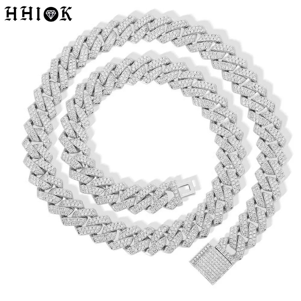 14mm Hip Hop Iced Out Cuban Link Chain Necklace 18k Gold/White Gold Plated Bling Miami Choker Lab Diamond Necklace Gift for Men 250407