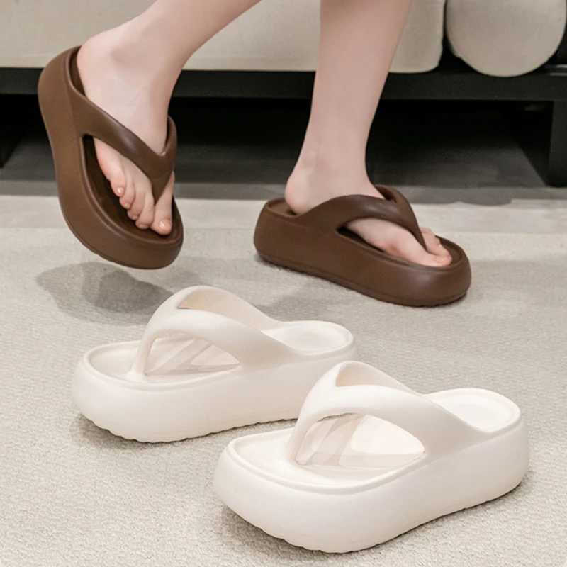 Clip Toe Thick Bottom Cloud Slide for Women 2025 Anti slip Beach Flip Cover for Women Summer Soft Bottom Platform Sandals Slide for Women W250414