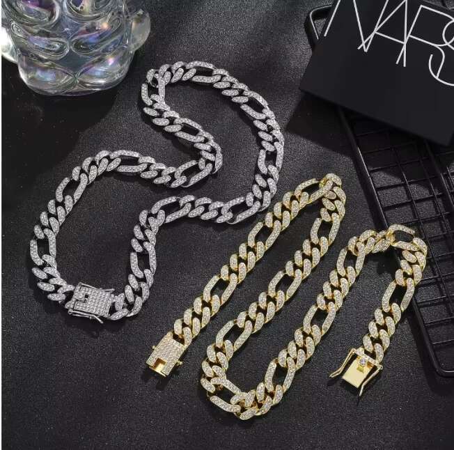 DHgate Iced Out Cuban Link Chain Necklace for Men Women Hip Hop Bling Rhinestone Choker Necklace Adjustable Fashion Jewelry Silver Color 1 Piece 18mm 