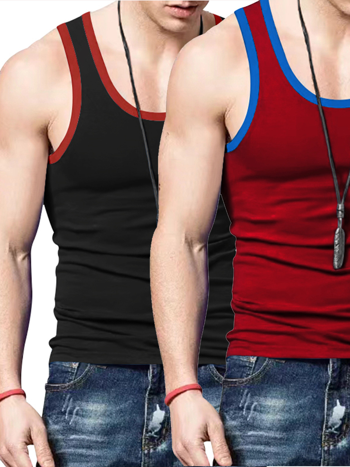 Summer Men's Tank Top Ice Silk Solid Color New Sleeveless Breathable Tight Sports Couple T-shirt Sweetheart/Piece