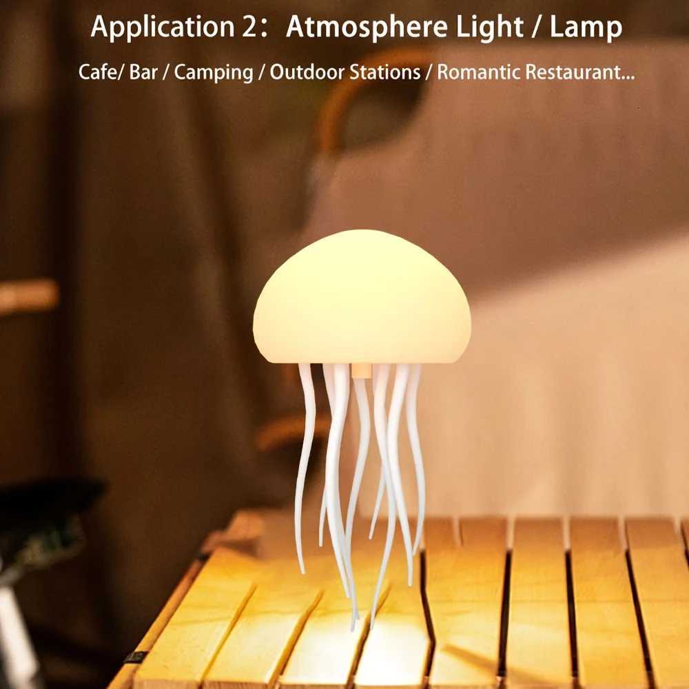 Modern Jellyfish Table Lamp Cartoon Dancing Jellyfish Bedside Lamp Adjustable Color LED Night Light Birthday Gift for Kids New M251114