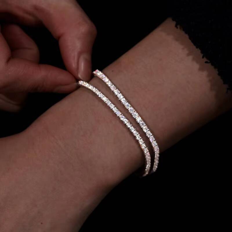 Dropshipping Pulsera 2mm 25mm 925 Sterling Silver Pass Diamond Test VVS Moissanite Chain Tennis Bracelet for Women Girls Friend