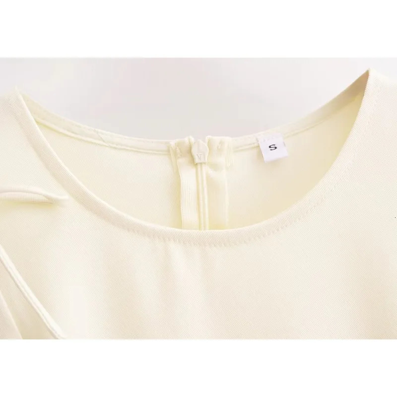 Womens Spring Bow Round Neck Fashion Weight Loss Sleeveless Dress Single Side Zipper Folding 250414Z