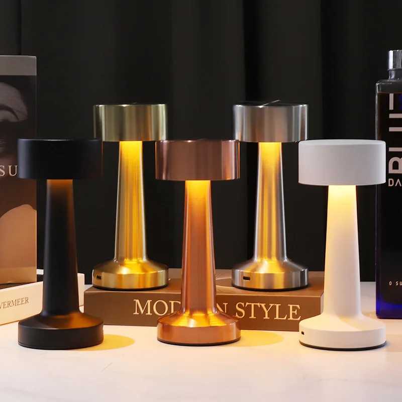Retro Table Lamp Metal Touch Decor for Bar Coffee Table Restaurant Decoration Light Desk LED Rechargeable Night Lights Bedroom M251114