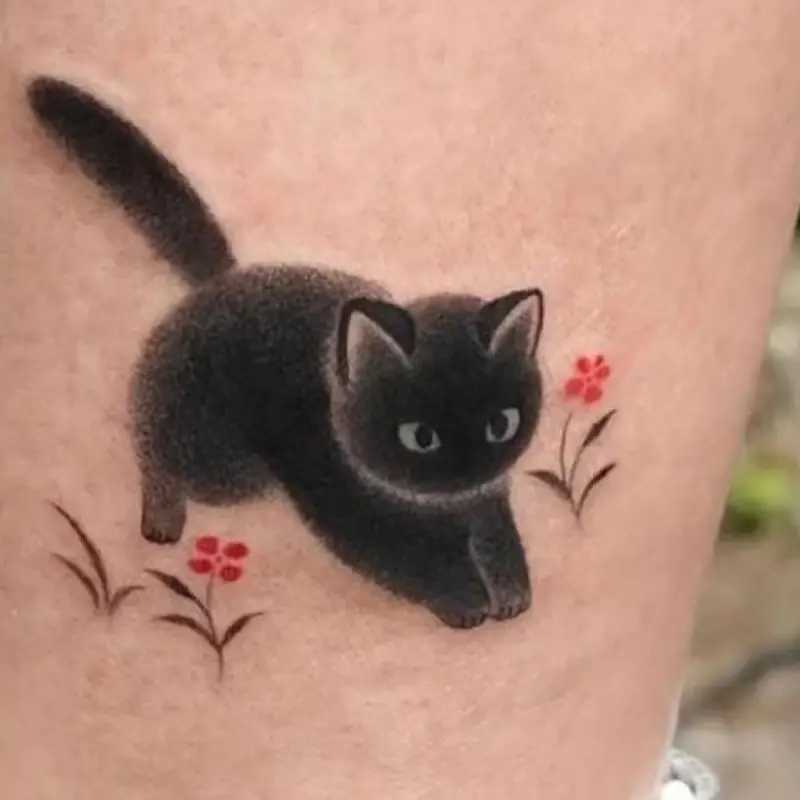 Cute black cat tattoo sticker suitable for women men arms temporary tattoos waterproof fake tattoos cartoon long-lasting tattoo stickersXJ25414