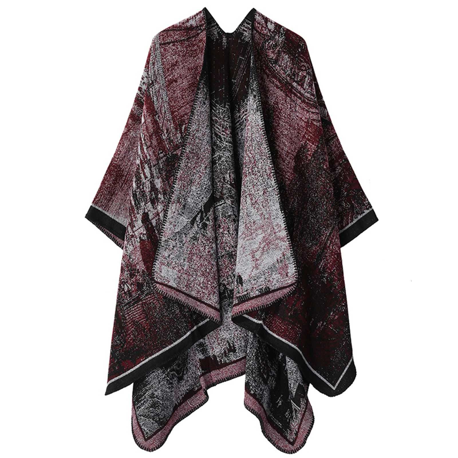 Luxury Ladies Fashionable Knitted Shawl High-End Travel Wear Imitation Cashmere Cloak Women Ethnic Style Knitted Cardigan Cape Poncho Y251114