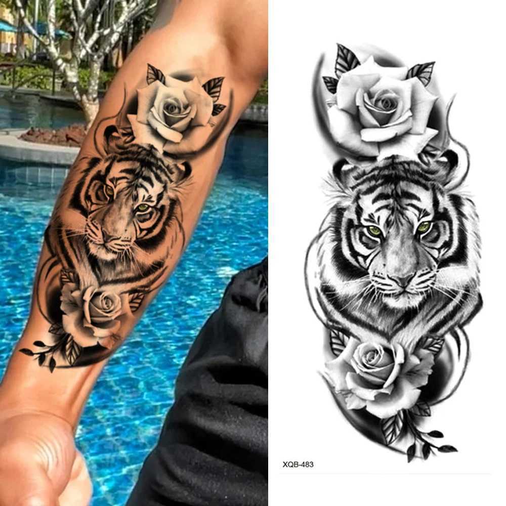 Waterproof temporary tattoo sticker forest lion bear flash male wolf crown flower body art arm fake female tattooXJ25414