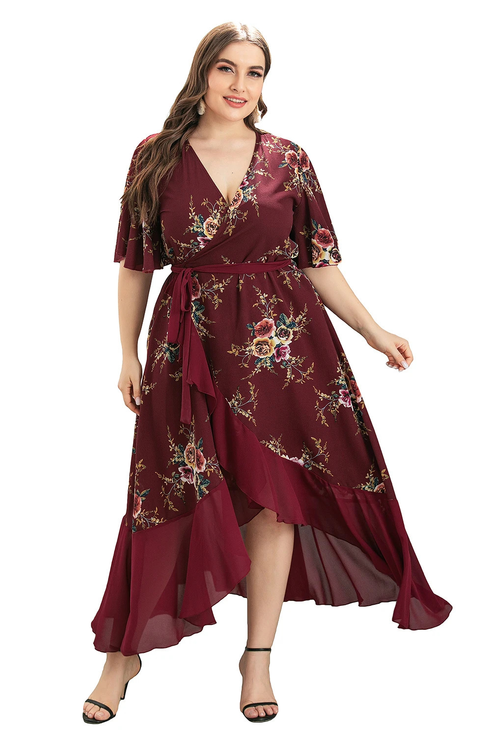 Large floral print Maxi long Bohemian womens packaging dress 250414