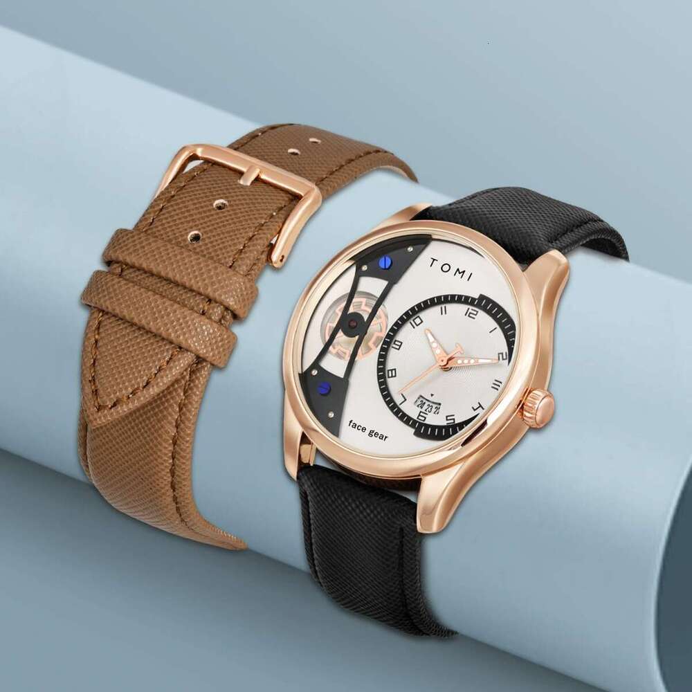 Simple Non-Mechanical Fashion Gift Box Business Manufacturer One-Piece Dropshipping Trendy Leather Strap Men's Watch