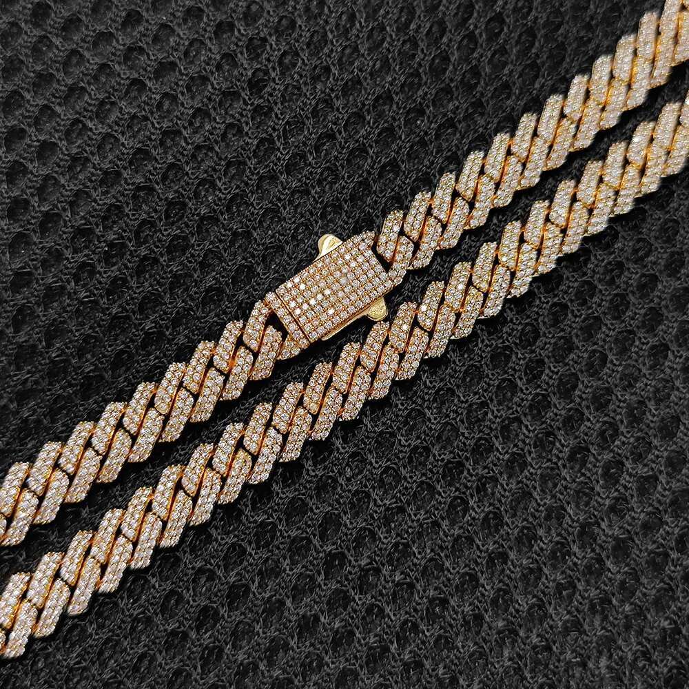 NUOYA Custom Clasp 8mm Diamond Cuban Chain Necklace 18K Gold Plated Prong Cuban Link Chain Hip Hop Fashion Jewelry