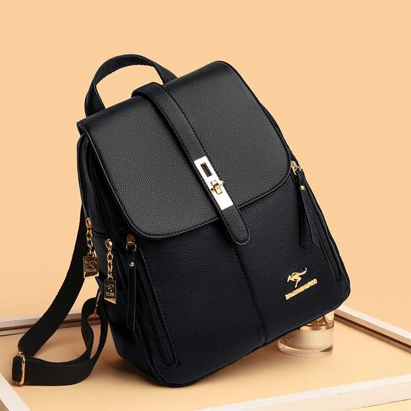 Winter 2024 New Women Leather Backpacks Fashion Shoulder Bags Female Backpack Ladies Travel Backpack School Bags For GirlsT251113