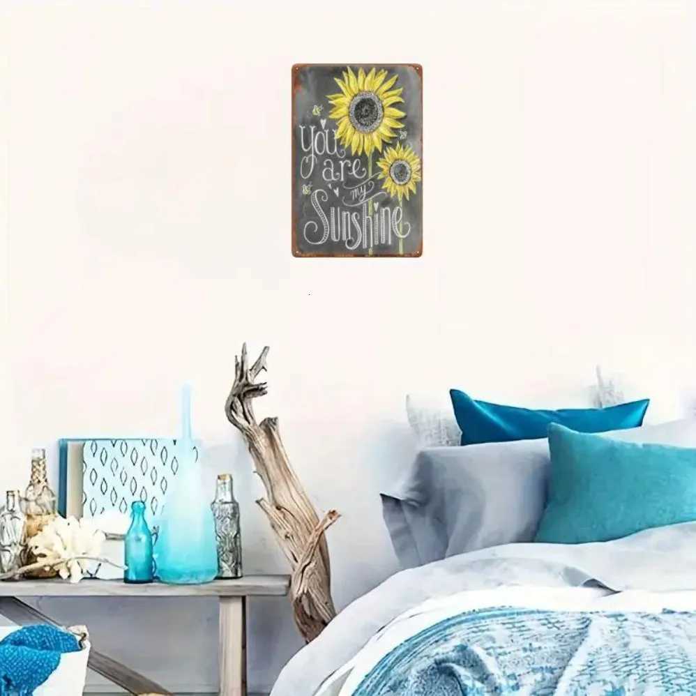 Vintage Sunflower Metal Wall Art You Are My Sunshine Retro Tin Sign Rustic Iron Plaque Weather-Resistant for Indoor/M251114