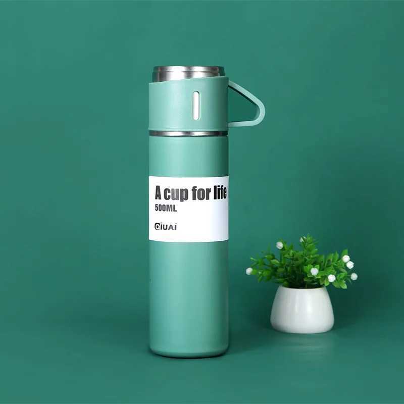 New Set of Wine Beer Coffee 500ml bottle 2 with handle mug thermos cup mens high-end stainless drink water for tea winter C251114