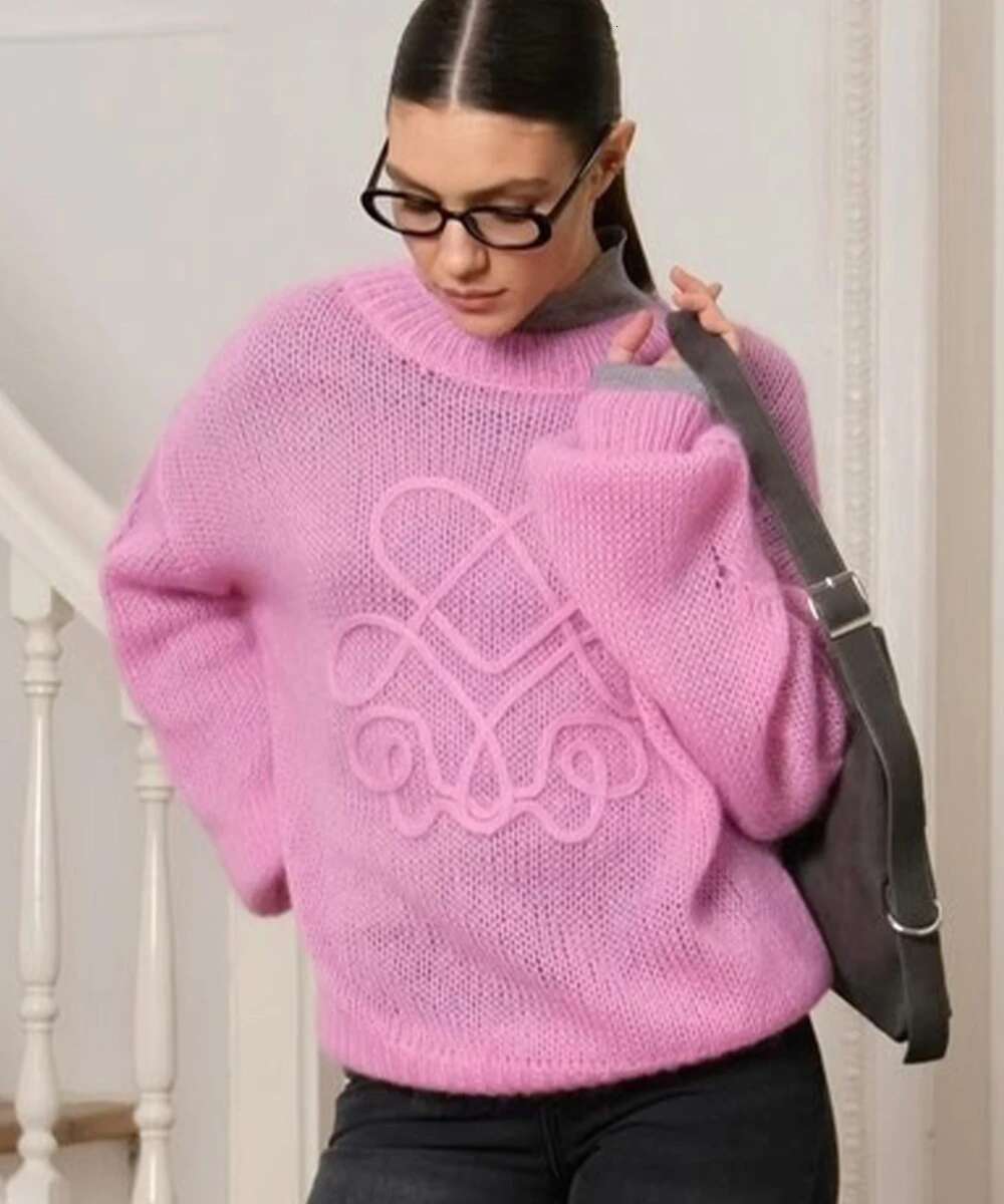 2024 Long O Neck Knitted Loose Pullover Fashion Casual Lantern Sleeve Autumn Winter Sweater Women Tops