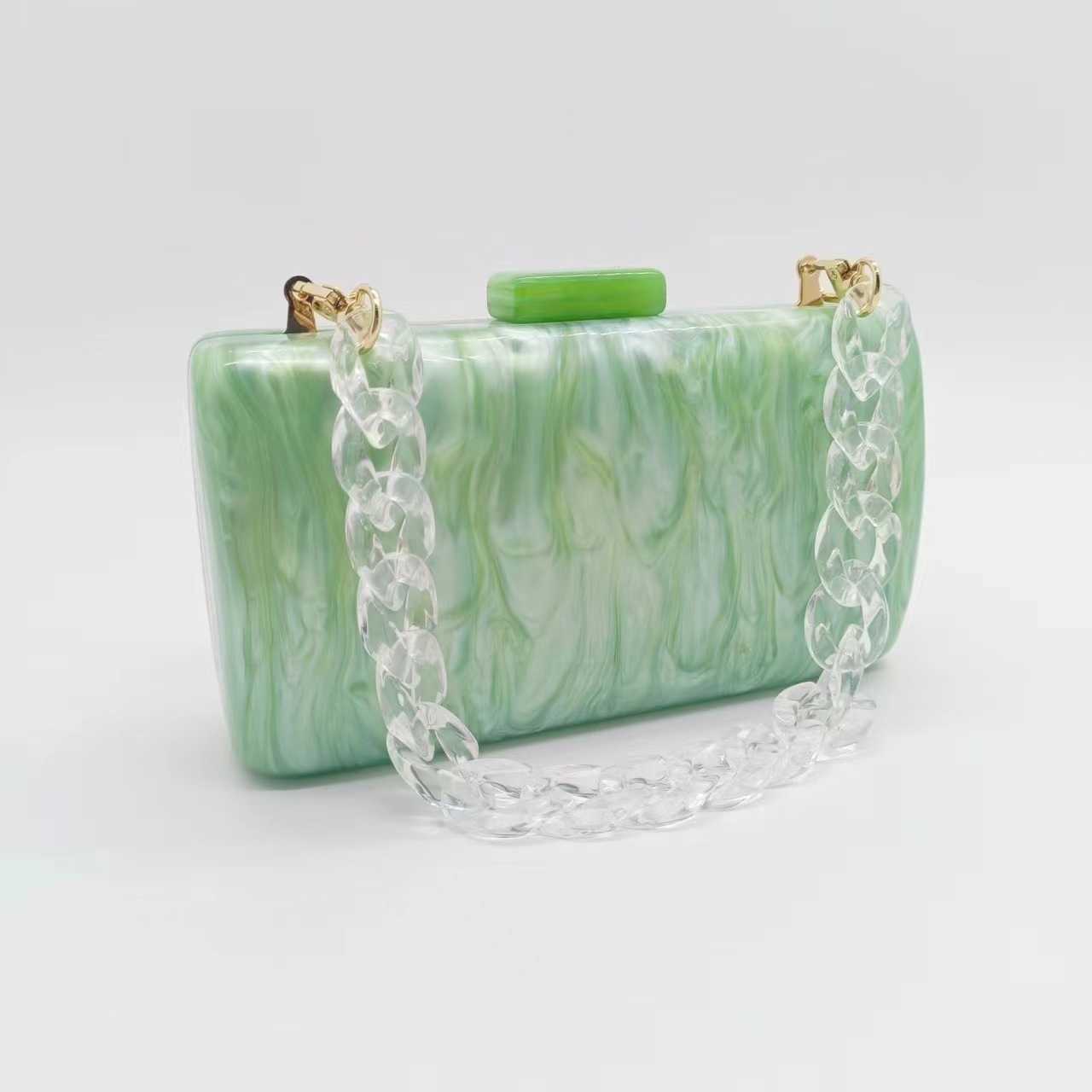 New Acrylic Marble Pattern Evening Bag Handheld Bag Chain Strap Cross Body Bag