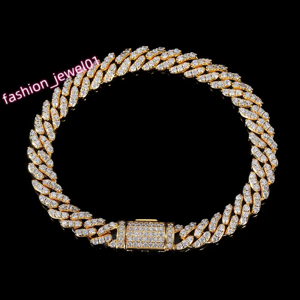 ESKEEM 2024 Hip Hop Fashion Bling Jewelry 8mm Cuban Link Chain Iced Out Bracelet For Woman Accepted Custom