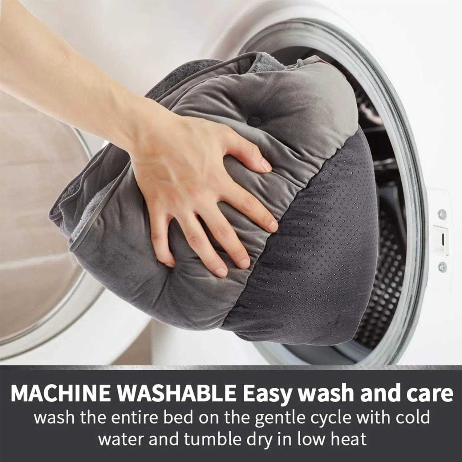 Pet bed for small and large pets soft washable non slip waterproof gray 50cm X250412