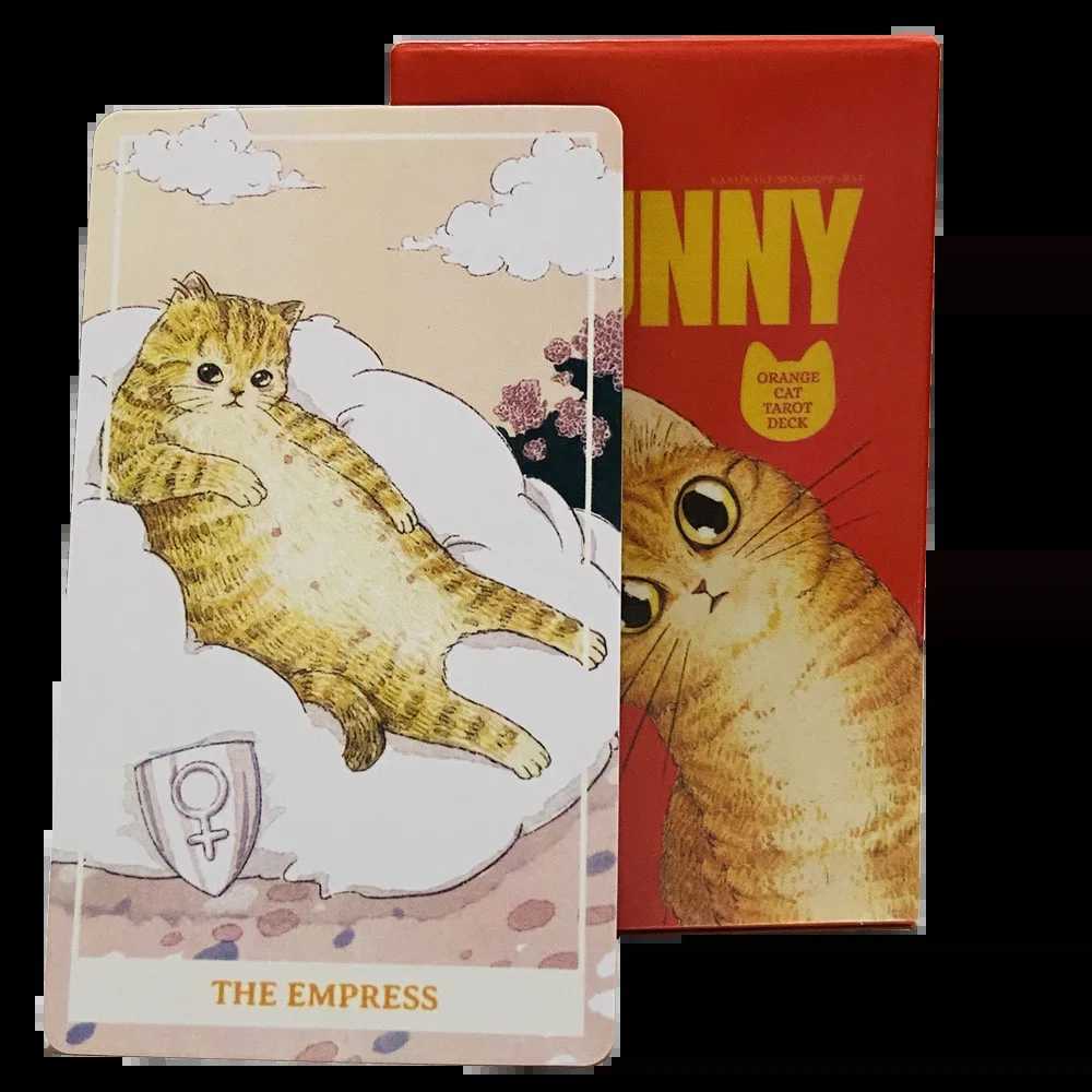 Sunny Orange Cat Tarot Deck 78PCS English Cute Kitten Tarot cards Divination Edition Deck Borad for Cat Lovers C251114