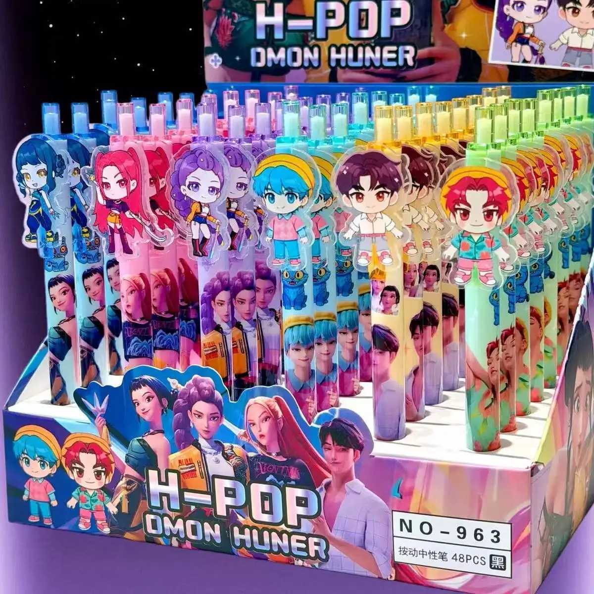 6 Pcs KPop Demon Hunters Black Ink Pen Student Writinng Draw Gel Pen Anime Figure Stationery Study Supplies Gift 05mm Z251111