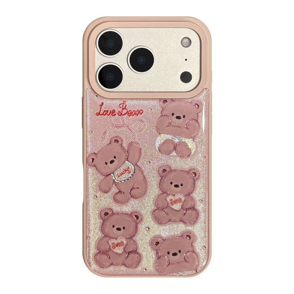 Cute Bear Cartoon Phone Case Compatible with iPhone 17/16 Pro Max Adorable Full Coverage iPhone 15/14 Pro
