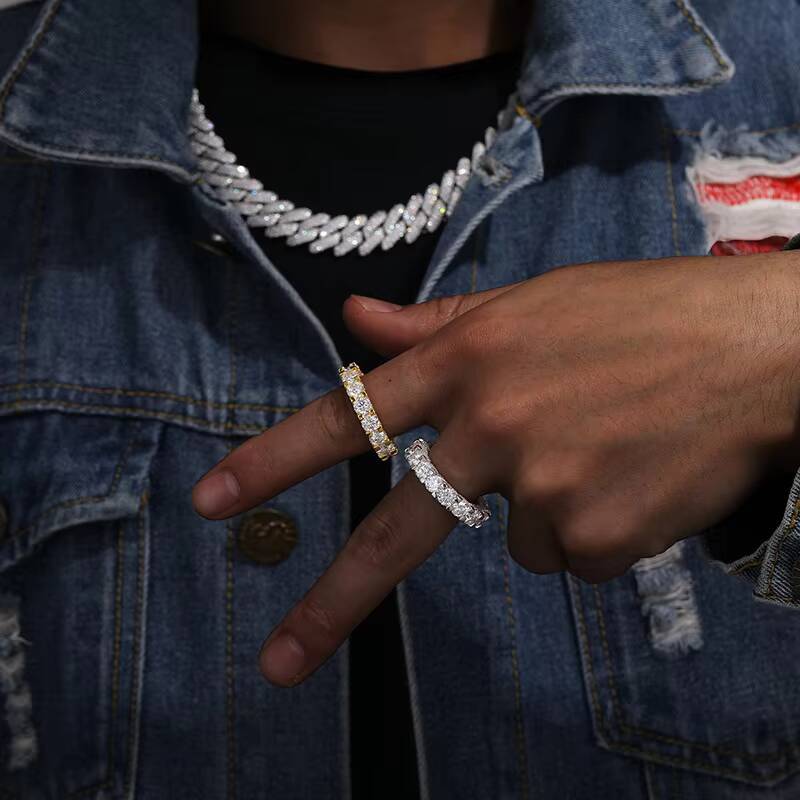 Synthetic Diamond Ring Men Moissanite Diamonds Mens Rings 925 Sterling Silver Moissanite Ring Hip Hop