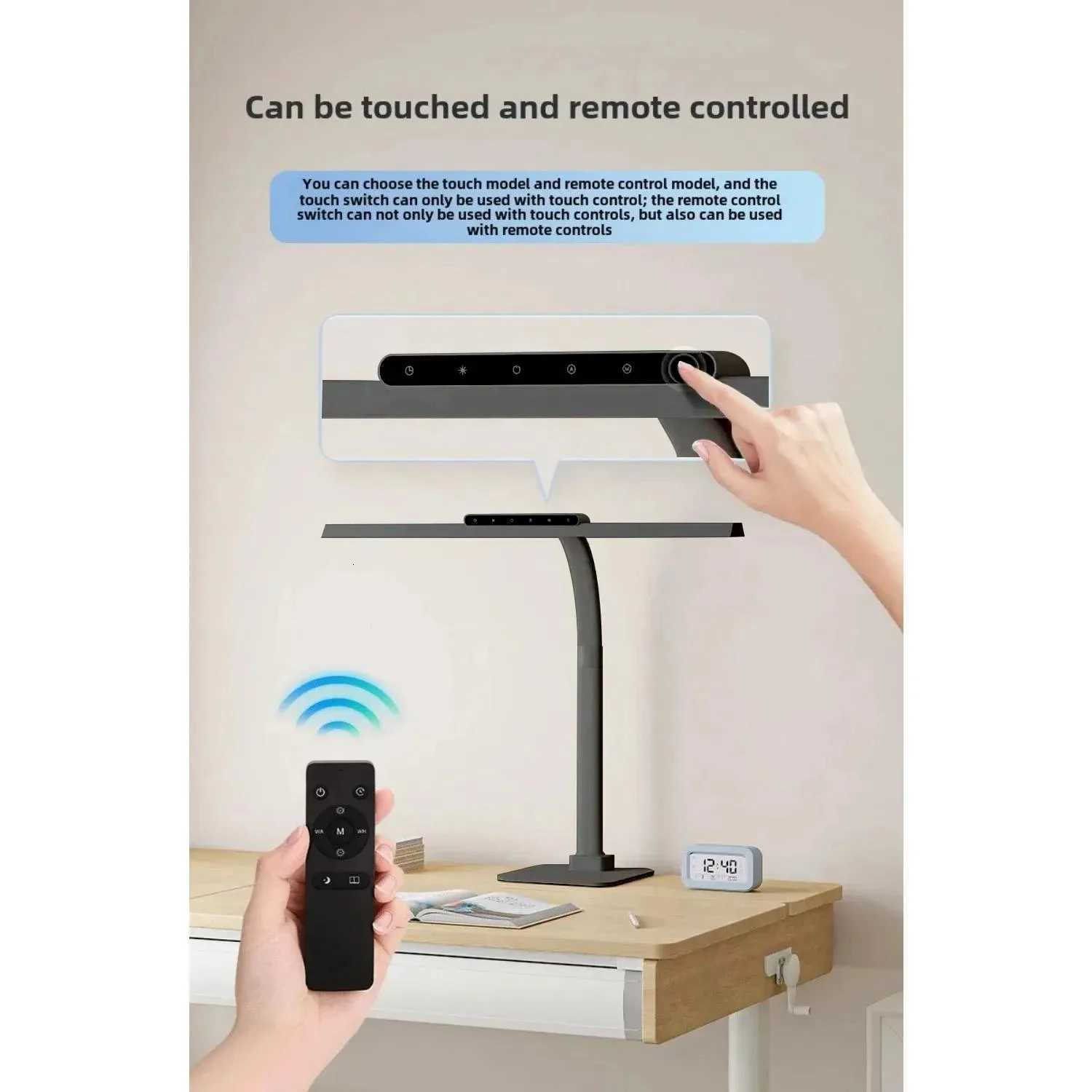 Touch Remote Control Dimmable LED Desk Lamp Intelligently Controlled Eye Protection for Reading Student Dormitory Bedroom M251114