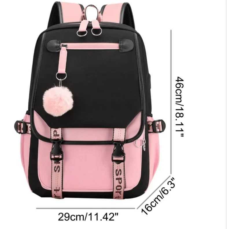 School Backpacks for Young Boys Girls Bagpack College Students Kawaii School Bag Harajuku Fashion Travel Rucksack Black Pink BagW251113