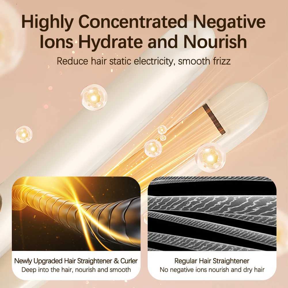 2 in 1 Hair Straightener Curler Negative Ion Straightening Curling Iron Fast Heating Pro Hair Styling Tool Flat Iron 110VT251114