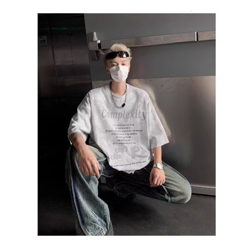 New Short Sleeve T-shirt For Men Summer Designer T-shirt Tie-dye American High Street Five-quarter Sleeve Trendy Hip-hop Half Sleeve Trend