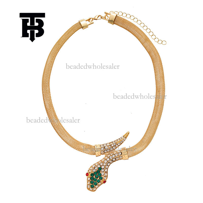 TB BHULAMTE Designer Fashion Exaggerated Serpentine Necklace Punk Personalized Hip Hop Earrings Cool Street Micro Inlaid Diamond Versatile Women'