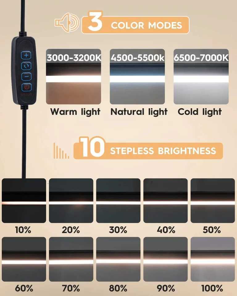 LED Folding Metal Desk Lamp Clip on Light Clamp Long Diming 3 Colors Adjustable For Living Room Reading Computers M251114